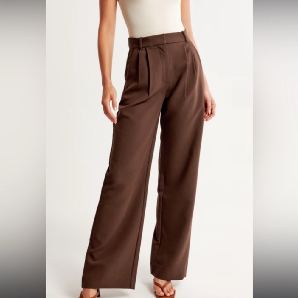 A&F Abercrombie & Fitch Sloane Tailored Wide Leg Pants Size 6 28 Curve Love